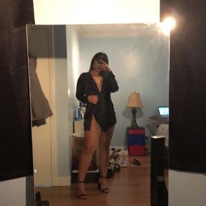 Black short slit dress